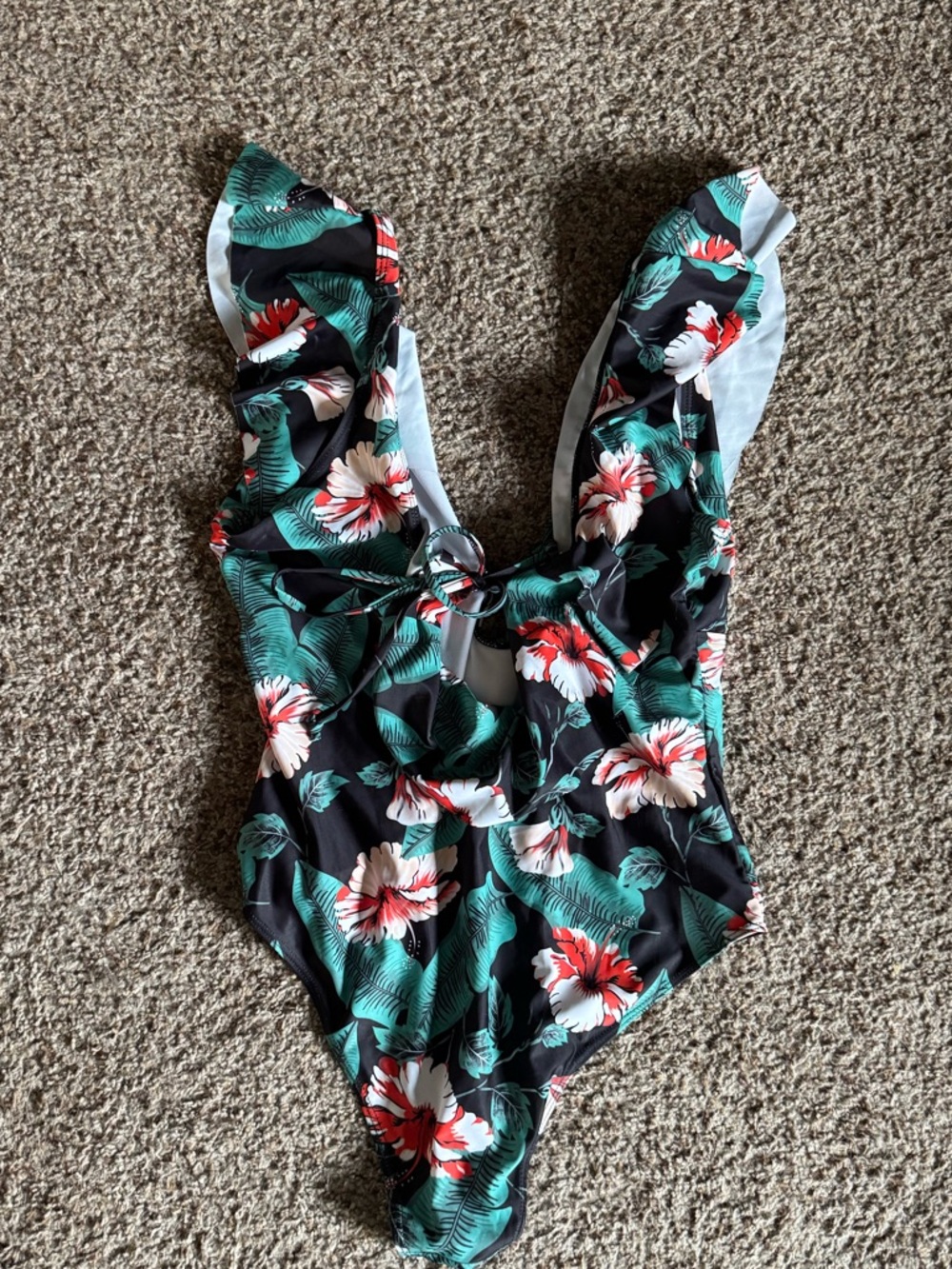 Tropical Ruffle One-Piece Swimsuit - Size Large - Picture 4 of 5